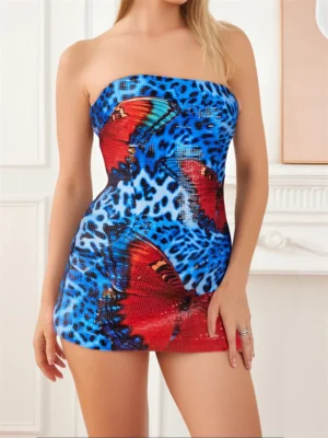 Women Summer Mini Dress Flower Printed